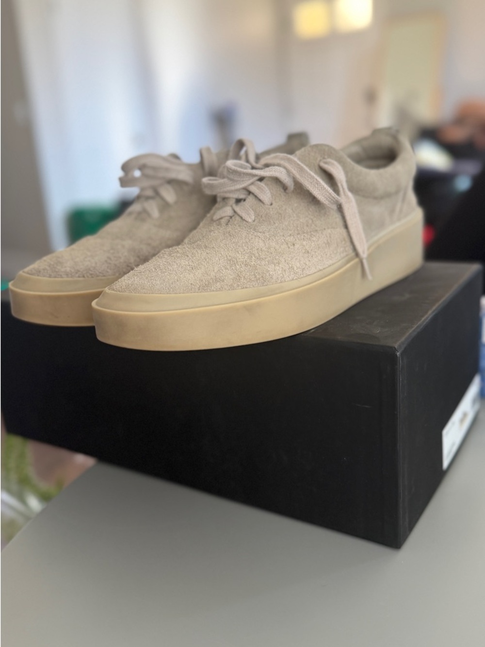 Fear of God Beige Suede Low-Top Sneakers